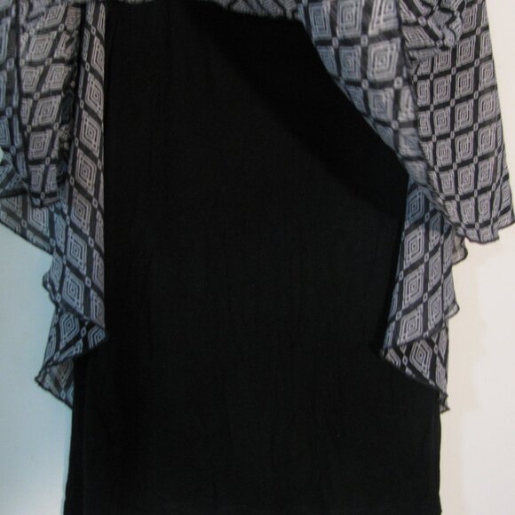 * AB Studio Blouse XL Semi Sheer Overlay Attached Tank Black White - Picture 5 of 5